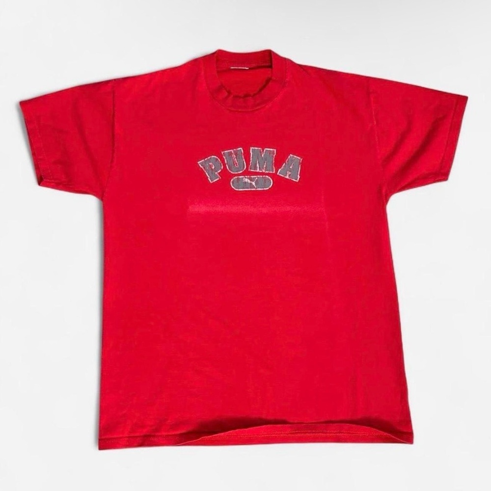 Vintage Mens Puma Red Short Sleeve Logo Tee